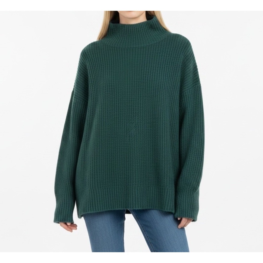 Rachel Zoe Wool Angora Blend Sweater Green Mock Neck Cozy Knit Fall